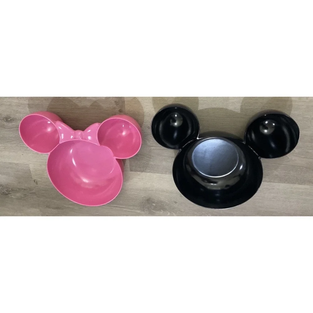 Disney Mickey and Minnie Mouse Melamine Snack Bowls Set of 2 Pink Black Zak